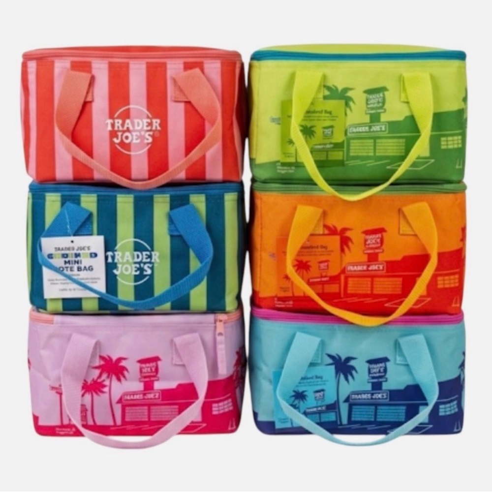 Trader Joe's Blue & Green Striped Mini Cooler Bag